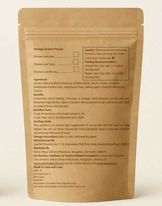 Tomo Creamy Treats for Pets – Chicken & Tuna (15g x 20 Sachets)